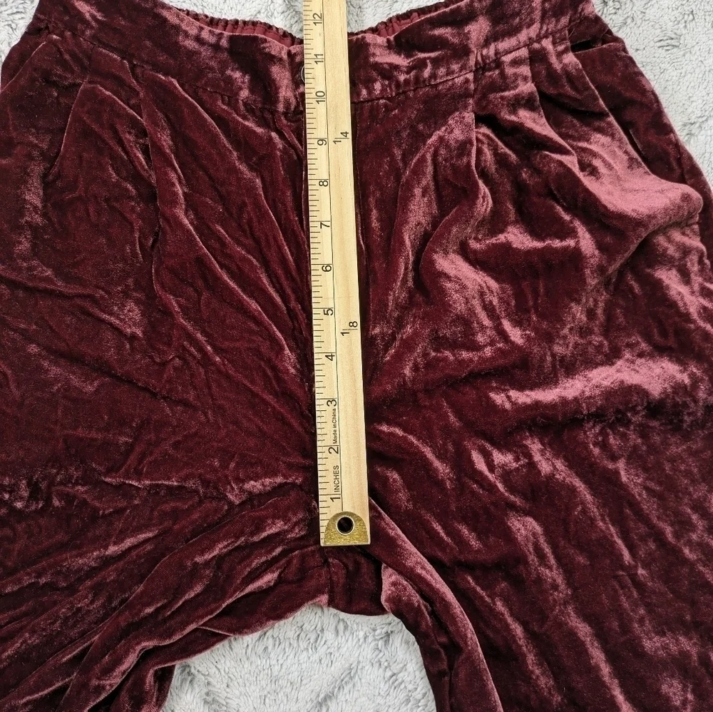 Madewell Pants Women's S Red Velvet Tapered Pleat Pull-On Relaxed High-Rise